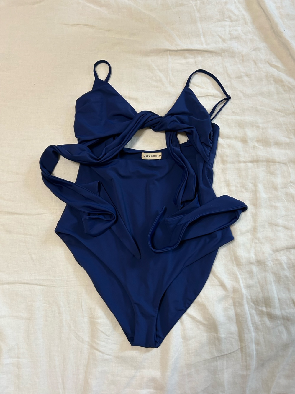 Mara Hoffman Isolde Navy/Royal Blue One-Piece Wrap Swimsuit